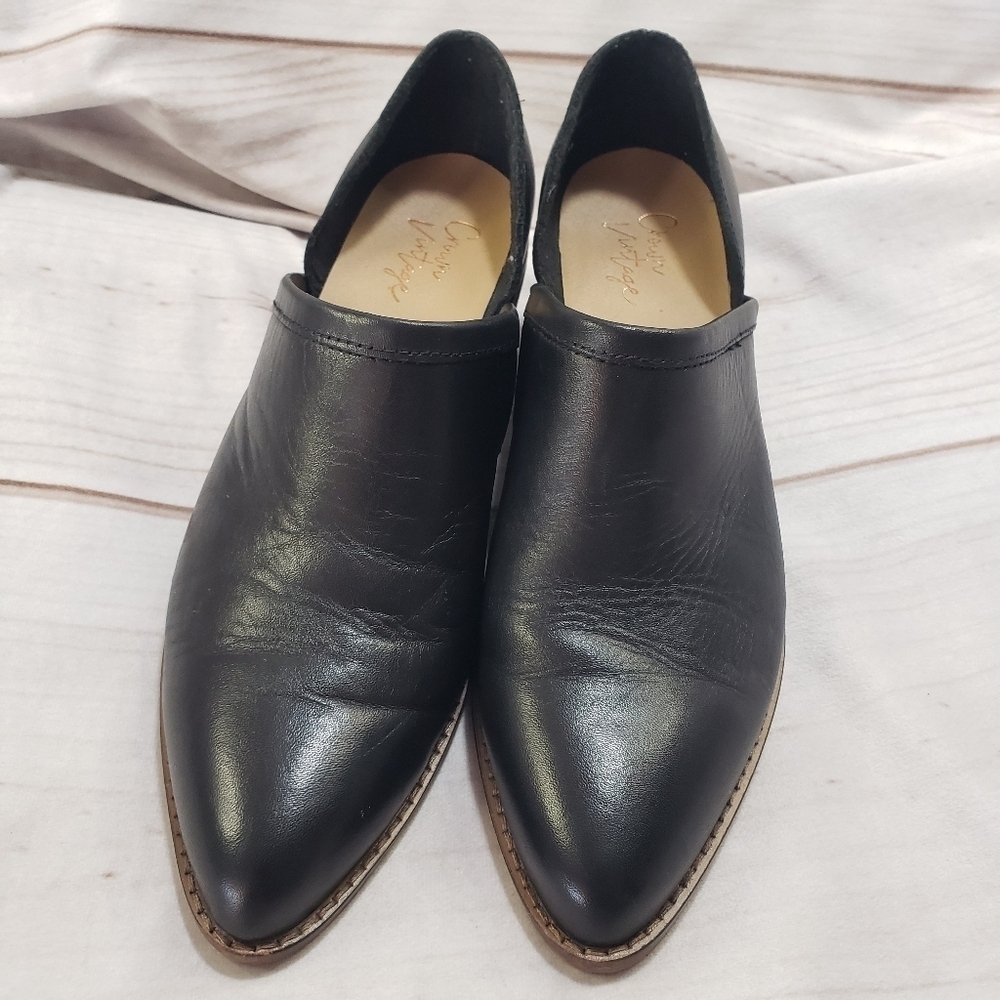 🌞SOLD🌞 Crown Vintage Black Leather Booties Open Side Womens 6.5 Morrison - Picture 2 of 11